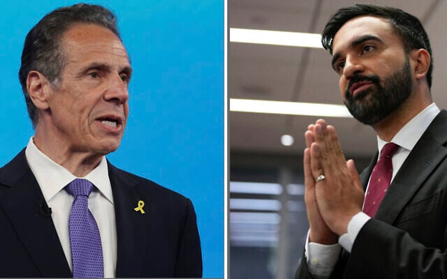This combination photo shows on left, Democratic mayoral candidate Andrew Cuomo speaking during a Democratic mayoral primary debate, Wednesday, June 4, 2025, in New York and on right, Assemblyman Zohran Mamdani talking to people after the New York City Democratic Mayoral Primary Debate at the John Jay College of Criminal Justice in the Gerald W. Lynch Theater on Thursday, June 12, 2025 in New York City. 
(AP Photo/Yuki Iwamura, file and Vincent Alban/The New York Times via AP, Pool, file)