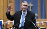 Senator Jeff Merkley speaks during a transgender rights rally at the Lutheran Church of the Reformation on Capitol Hill, Wednesday, June 18, 2025, in Washington. (AP/Jose Luis Magana)