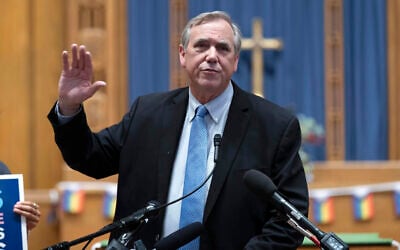 Senator Jeff Merkley speaks during a transgender rights rally at the Lutheran Church of the Reformation on Capitol Hill, Wednesday, June 18, 2025, in Washington. (AP/Jose Luis Magana)