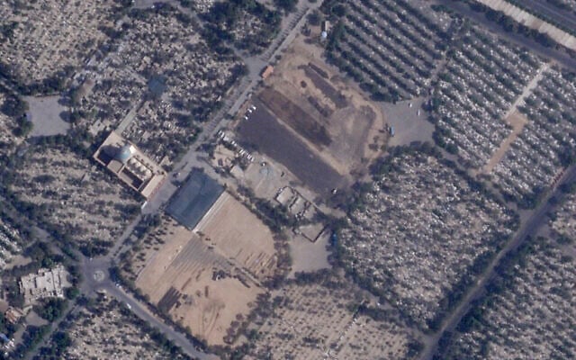 This satellite photo provided by Planet Labs PBC shows Iran paving over Lot 41, where some of those executed in the chaos after Iran's 1979 Islamic Revolution were buried, at Behesht-e Zahra cemetery outside Tehran, Iran, August 18, 2025. (Planet Labs PBC via AP)