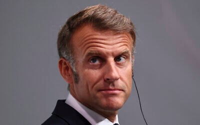 French President Emmanuel Macron attends a joint press conference with German Chancellor Friedrich Merz in Toulon, southern France, August 29, 2025. (Manon Cruz/Pool via AP) French President Emmanuel Macron attends a joint press conference with German Chancellor Friedrich Merz in Toulon, southern France, August 29, 2025. (Manon Cruz/Pool via AP)