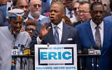 New York Mayor Eric Adams speaks during a campaign launch rally at City Hall in New York, June. 26, 2025. (AP Photo/Yuki Iwamura, File)