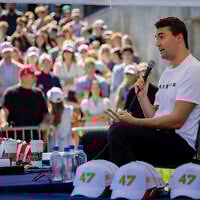 Charlie Kirk speaks just before he is shot during Turning Point's visit to Utah Valley University in Orem, Utah, September 10, 2025. (Tess Crowley/The Deseret News via AP)