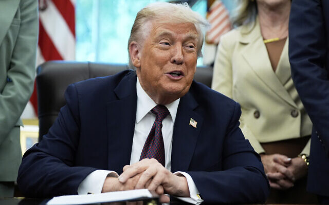 US President Donald Trump speaks in the Oval Office of the White House, September 15, 2025, in Washington. (AP Photo/Alex Brandon) US President Donald Trump speaks in the Oval Office of the White House, September 15, 2025, in Washington. (AP Photo/Alex Brandon)