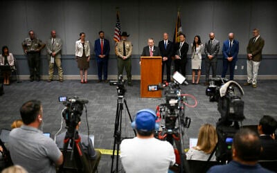 Utah County Attorney Jeff Gray speaks during a news conference announcing charges filed against Tyler Robinson, accused of fatally shooting conservative activist Charlie Kirk, September 16, 2025, in Provo, Utah. (AP Photo/Alex Goodlett)