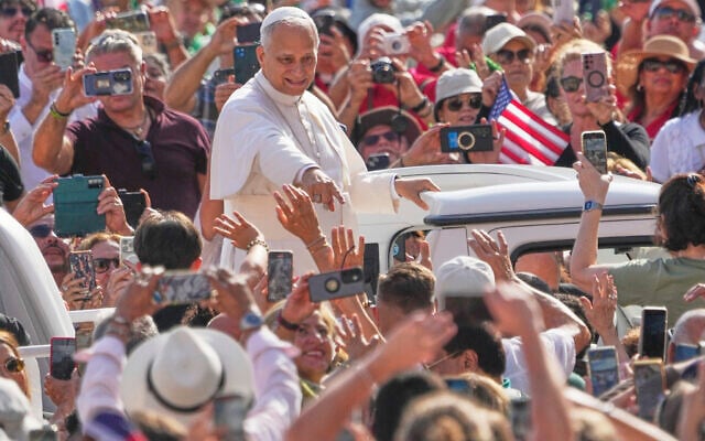 Pope Leo XIV arrives in St. Peter's Square on the occasion of the weekly general audience at the Vatican, Wednesday, Sept. 17, 2025. (AP/Gregorio Borgia)