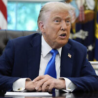 US President Donald Trump speaks in the Oval Office of the White House, September 19, 2025, in Washington. (AP Photo/Alex Brandon)