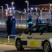 Danish police patrol at Copenhagen Airport, Denmark, Monday September 22, 2025. (Steven Knap/Ritzau Scanpix via AP)