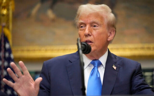 US President Donald Trump speaks in the Roosevelt Room of the White House, Sept. 22, 2025, in Washington. (AP Photo/Mark Schiefelbein) US President Donald Trump speaks in the Roosevelt Room of the White House, Sept. 22, 2025, in Washington. (AP Photo/Mark Schiefelbein)