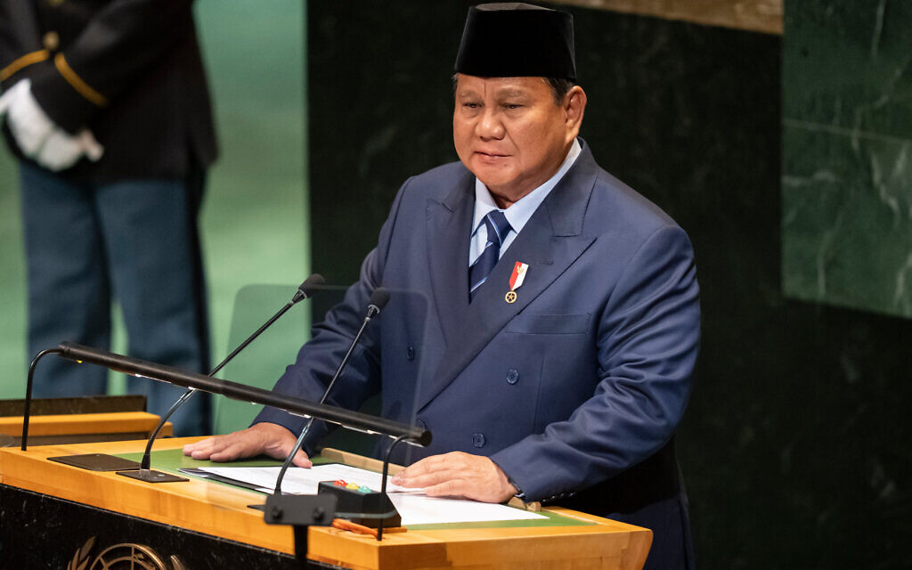 Indonesian President Prabowo Subianto addresses the 80th session of the United Nations General Assembly, at the UN headquarters in New York, September 23, 2025.(AP Photo/Yuki Iwamura) Indonesian President Prabowo Subianto addresses the 80th session of the United Nations General Assembly, at the UN headquarters in New York, September 23, 2025.(AP Photo/Yuki Iwamura)