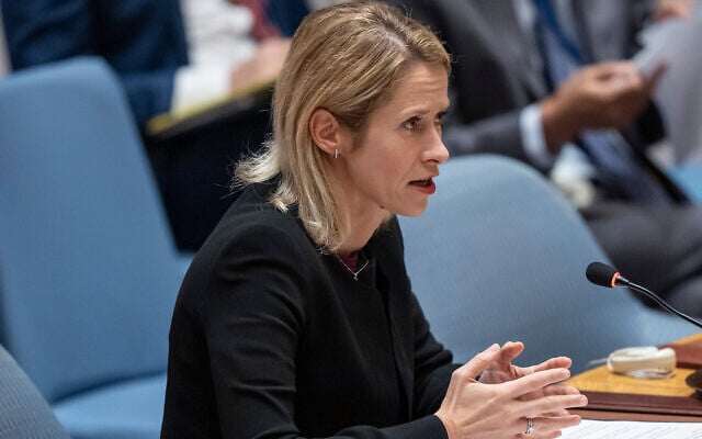 High Representative of the European Union for Foreign Affairs and Security Policy and Vice President of the European Commission, Kaja Kallas, speaks during a Security Council meeting at the United Nations headquarters, Sept. 23, 2025. (AP Photo/Yuki Iwamura) High Representative of the European Union for Foreign Affairs and Security Policy and Vice President of the European Commission, Kaja Kallas, speaks during a Security Council meeting at the United Nations headquarters, Sept. 23, 2025. (AP Photo/Yuki Iwamura)