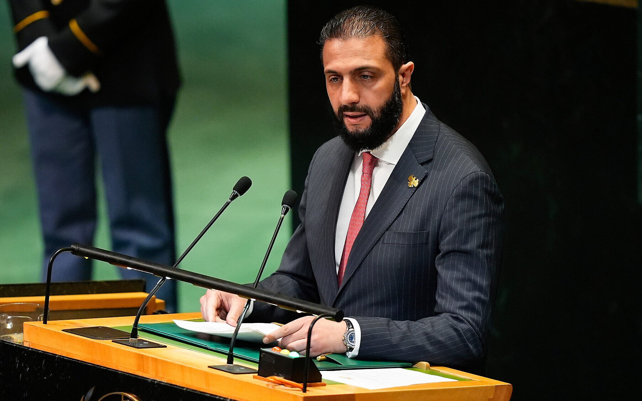At UN, Sharaa blasts airstrikes but says Syria ‘committed to dialogue’ with Israel