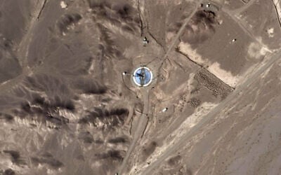 This satellite photo from Planet Labs PBC shows a scorched launch pad at Iran's Imam Khomeini Spaceport in Semnan province, Iran, on September 24, 2025. (Planet Labs PBC via AP)