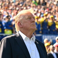 US President Donald Trump attends the Ryder Cup golf tournament at Bethpage Black Golf Course in Farmingdale, New York, September 26, 2025. (Mandel Ngan/Pool Photo via AP)