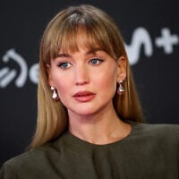 Jennifer Lawrence arrives to receive the Donostia Award at the 73rd San Sebastian Film Festival in San Sebastian, northern Spain, September 26, 2025. (AP Photo/Miguel Oses)