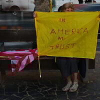 Relatives and supporters of hostages held by Hamas in the Gaza Strip call for their immediate release and an end of the ongoing war, in front of the US Embassy branch office in Tel Aviv, Israel, September 29, 2025.(AP Photo/Ariel Schalit)