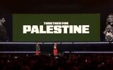 Florence Pugh addresses the "Together for Palestine" concert in London on September 17, 2025. (X screenshot)