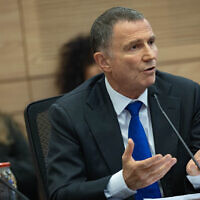 Likud MK Yuli Edelstein attends a meeting of the Knesset House Committee, August 4, 2025. (Yonatan Sindel/Flash90)