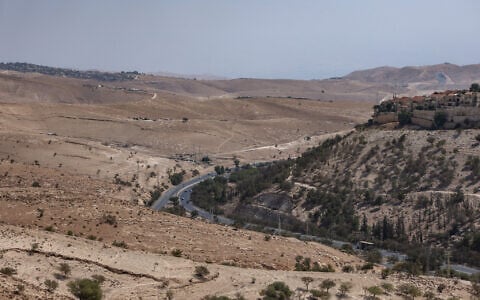 View of the area of the planned E1 project between Jerusalem and Ma’ale Adumim, seen August 21, 2025. (Jamal Awad/Flash90)