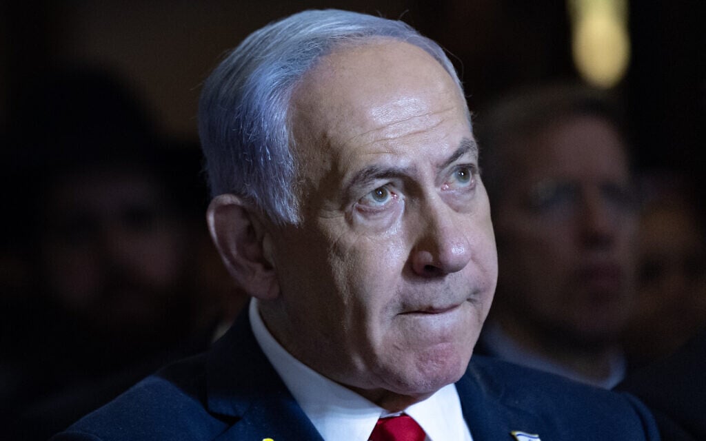 Prime Minister Benjamin Netanyahu attends an event of the Netzah Yehuda Association at the Western Wall tunnels, in Jerusalem’s Old City, September 11, 2025. (Chaim Goldberg/Flash90) Prime Minister Benjamin Netanyahu attends an event of the Netzah Yehuda Association at the Western Wall tunnels, in Jerusalem’s Old City, September 11, 2025. (Chaim Goldberg/Flash90)