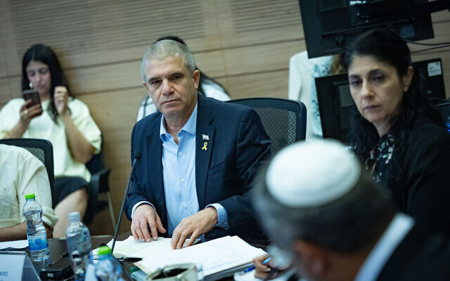 Hostage coordinator Gal Hirsch attends a National Security Committee meeting at the Knesset on September 28, 2025. (Chaim Goldberg/Flash90)