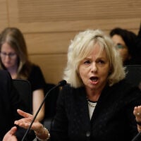 Attorney General Gali Baharav-Miara speaks at a Knesset Constitution, Law and Justice Committee hearing, September 30, 2025. (Oren Ben Hakoon/Flash90)