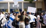 Illustrative: Jewish students at El Camino Real Charter High School walk out to protesting antisemitic incidents at the Los Angeles school on February 27, 2024. (Sarah Reingewirtz/MediaNews Group/Los Angeles Daily News via Getty Images via JTA)