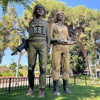 'Daughters of Deborah' - a monument for fallen female soldiers in Petah Tikva, September 2025 (Tal Schneider/Times of Israel)