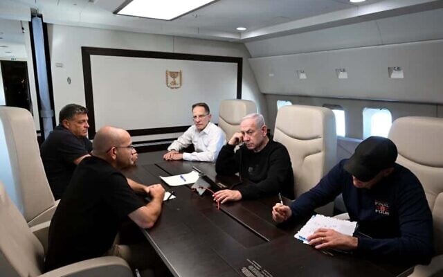 Prime Minister Benjamin Netanyahu is seen aboard his Wing of Zion plane en route to New York, on September 25, 2025. (Avi Ohayon/GPO) Prime Minister Benjamin Netanyahu is seen aboard his Wing of Zion plane en route to New York, on September 25, 2025. (Avi Ohayon/GPO)