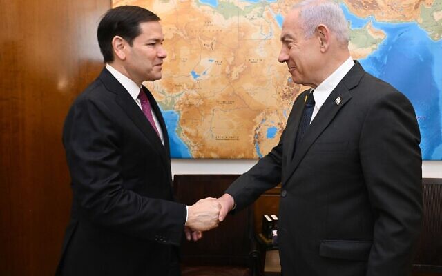 Prime Minister Benjamin Netanyahu, right, hosting US Secretary of State Marco Rubio in Jerusalem on September 15, 2025. (Haim Zach/GPO) Prime Minister Benjamin Netanyahu, right, hosting US Secretary of State Marco Rubio in Jerusalem on September 15, 2025. (Haim Zach/GPO)