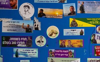 Memorial stickers that have appeared around Israel since October 7, 2023 (Credit: Youval Hai Shai Sharabi)