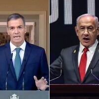 Spanish Prime Minister Pedro Sanchez (left) and Prime Minister Benjamin Netanyahu in this composite image. (AFP)