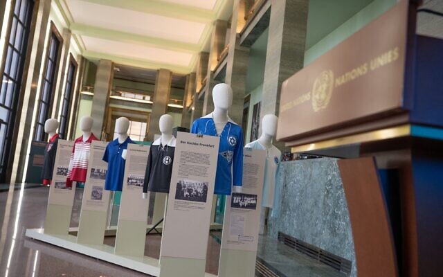 The "Sports. Crowds. Power." exhibit at the United Nations Palais des Nations in an undated photo. (Shahar Azran) The "Sports. Crowds. Power." exhibit at the United Nations Palais des Nations in an undated photo. (Shahar Azran)