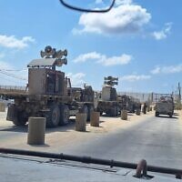 IDF trucks with loudspeakers prepare to enter the Gaza Strip to broadcast Prime Minister Benjamin Netanyahu's speech at the UN to Palestinians, September 26, 2025. (Social media; used in accordance with Clause 27a of the Copyright Law)