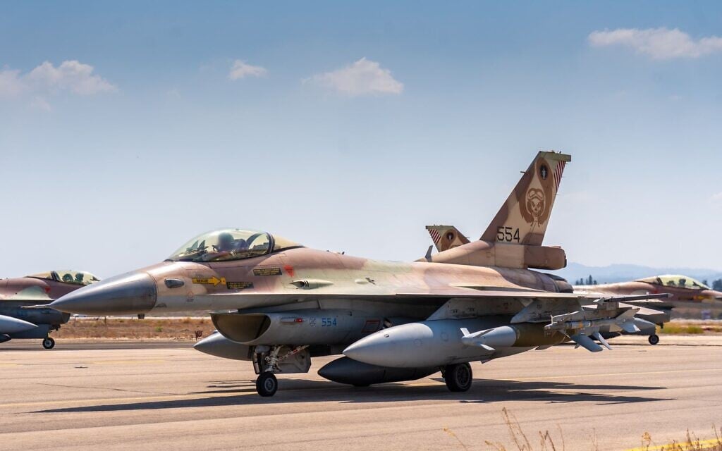 F-16 jets depart for a bombing raid on Houthi targets in Yemen on September 16, 2025 (Israel Defense Force)