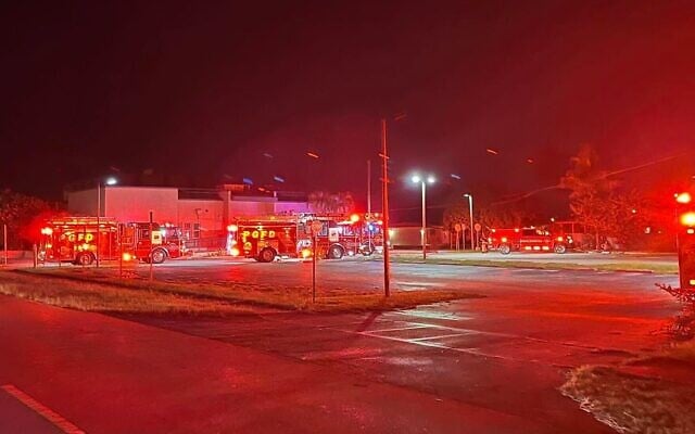 Firefighters respond to a blaze at the Chabad of Charlotte County, Florida, on September 19, 2025. (Punta Gorda Police Department) Firefighters respond to a blaze at the Chabad of Charlotte County, Florida, on September 19, 2025. (Punta Gorda Police Department)