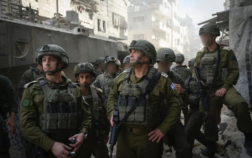 IDF Chief of Staff Lt. Gen. Eyal Zamir (center) is seen in Gaza City on September 30, 2025. (Israel Defense Forces)