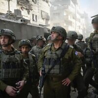 IDF Chief of Staff Lt. Gen. Eyal Zamir (center) is seen in Gaza City on September 30, 2025. (Israel Defense Forces)