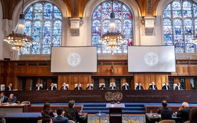Judges of the International Court of Justice hear arguments on the UN General Assembly's request for an advisory opinion on the "Obligations of Israel in relation to the Presence and Activities of the United Nations, Other International Organizations and Third States in and in relation to the Occupied Palestinian Territory," April 2025. (Courtesy International Court of Justice) Judges of the International Court of Justice hear arguments on the UN General Assembly's request for an advisory opinion on the "Obligations of Israel in relation to the Presence and Activities of the United Nations, Other International Organizations and Third States in and in relation to the Occupied Palestinian Territory," April 2025. (Courtesy International Court of Justice)