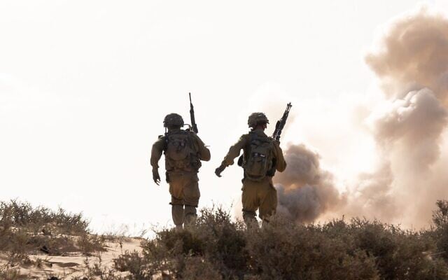 Israeli soldiers operating in Gaza in an undated handout photo issued on October 24, 2025. (Israel Defense Forces)