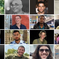 Slain hostages whose bodies are held in Gaza as of October 19, 2025: (Top row from left) Arie Zalmanowicz, Lior Rudaeff, Oz Daniel, Dror Or. (Second row) Sudthisak Rinthalak, Omer Neutra, Joshua Mollel, Asaf Hamami. (Third row) Tal Haimi, Ran Gvili, Hadar Goldin, Meny Godard. (Bottom row) Amiram Cooper, Itay Chen, Sahar Baruch, and Tamir Adar. (Collage by Times of Israel, Photos: Courtesy)