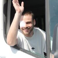 Released hostage Alon Ohel heads home to Lavon on October 24, 2025. (Reuven G Sz/Israeli Pro-Democracy Protest Movement)