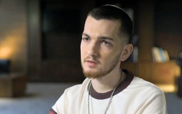 Released hostage Bar Kuperstein speaks to the Kan public broadcaster in a snippet released on October 26, 2025. (Screen capture via X)