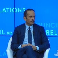 Qatar's Prime Minister and Foreign Minister Mohammed bin al-Thani speaks at the Council on Foreign Relations on October 29, 2025. (Screenshot/YouTube)