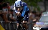 Team Israel Premier Tech's rider Matthew Riccitello competes during the 18th stage of the Vuelta a Espana, a 26 kilometer race against the clock between Valladolid and Valladolid, Spain, on September 11, 2025. (Miguel RIOPA / AFP)