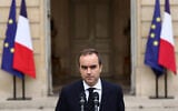 Outgoing French Prime Minister Sebastien Lecornu, who submitted his government's resignation to the French President this morning, delivers a statement at the Hotel Matignon in Paris, on October 6, 2025. (Stephane Mahe / POOL / AFP)