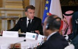 French President Emmanuel Macron during a ministerial meeting on the implementation of the Middle East peace plan in Paris, on October 9, 2025 (Thomas SAMSON / POOL / AFP)