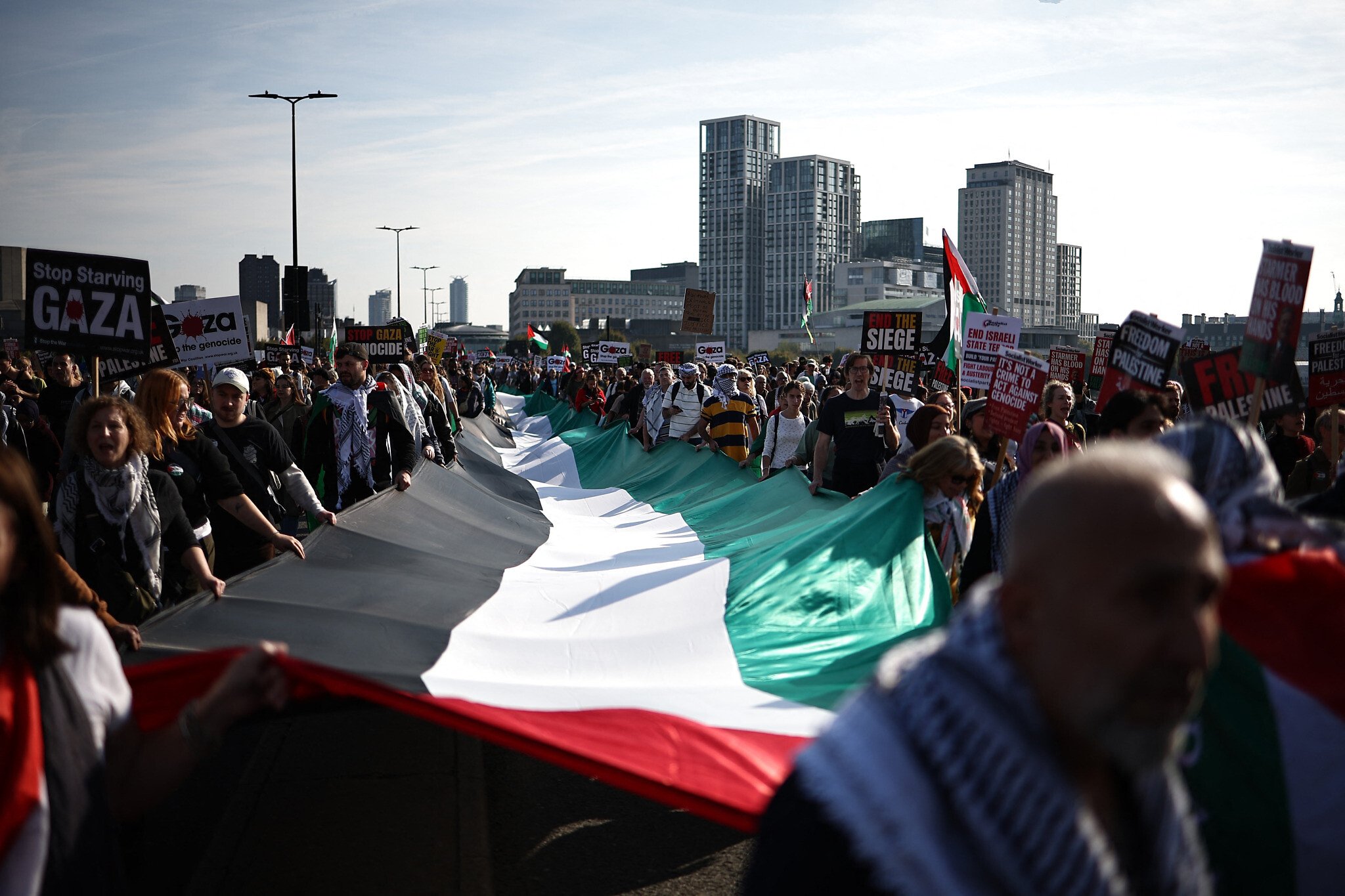 NextImg:Thousands of anti-Israel protesters march in London, argue Gaza ceasefire isn’t enough