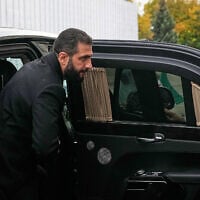 Syrian interim President Ahmed al-Sharaa arrives at the Grand Kremlin Palace for his meeting with Russian President Vladimir Putin in Moscow on October 15, 2025. (Pavel Bednyakov / POOL / AFP)