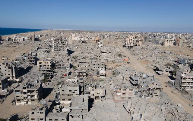 An aerial view shows the Al-Maqussi Towers district, heavily damaged by Israeli bombardment over the past two years, in northwestern Gaza City on October 15, 2025. (Photo by AFP) An aerial view shows the Al-Maqussi Towers district, heavily damaged by Israeli bombardment over the past two years, in northwestern Gaza City on October 15, 2025. (Photo by AFP)